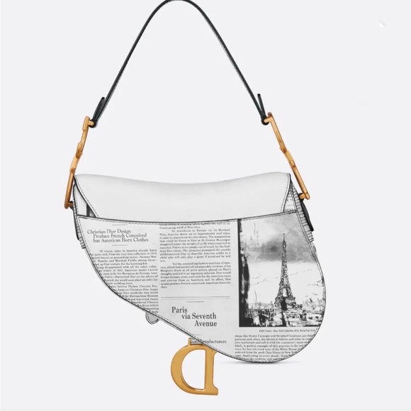 Dior Limited Edition Saddle Calfskin Bag with Newspaper Print - Picture 3 of 12